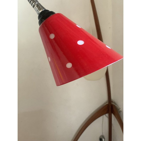 Image 1 of Vintage lamp met 3 veelkleurige glaasjes gemonteerd op 3 zwanenhalzen