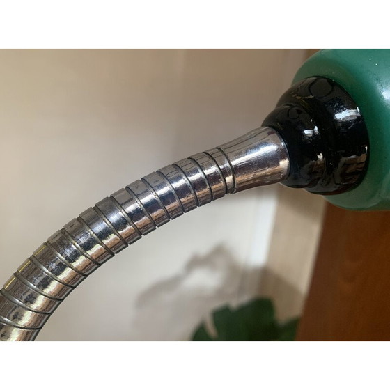 Image 1 of Vintage lamp met 3 veelkleurige glaasjes gemonteerd op 3 zwanenhalzen