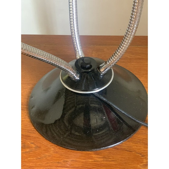 Image 1 of Vintage lamp met 3 veelkleurige glaasjes gemonteerd op 3 zwanenhalzen