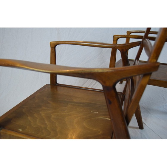 Image 1 of Paar vintage groen beukenhouten fauteuils, Denemarken 1960