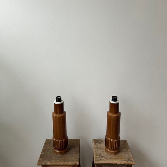 Image 1 of Paar vintage Patron gegoten glazen tafellampen voor Luxus, Zweden 1960