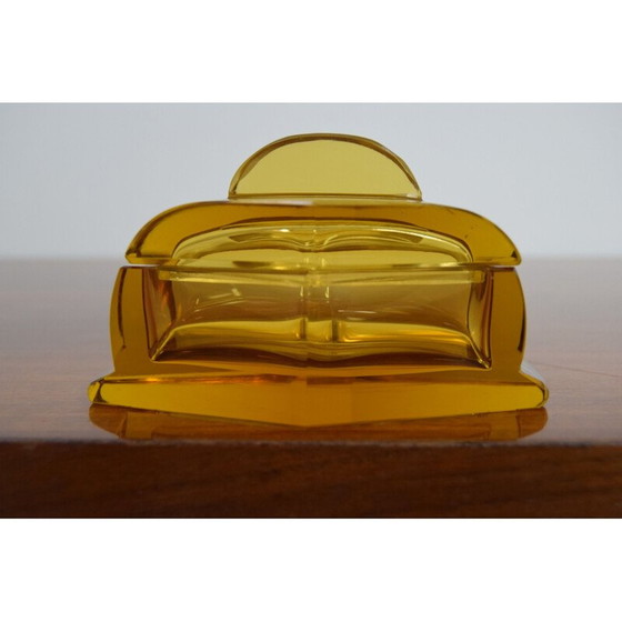 Image 1 of Vintage decoratief kunstglas doosje, Tsjechisch 1950