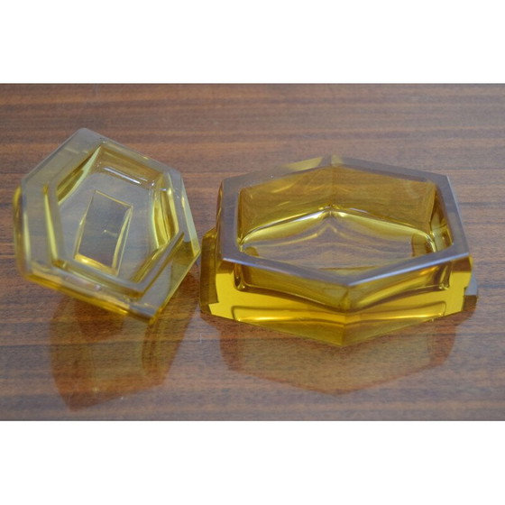 Image 1 of Vintage decoratief kunstglas doosje, Tsjechisch 1950
