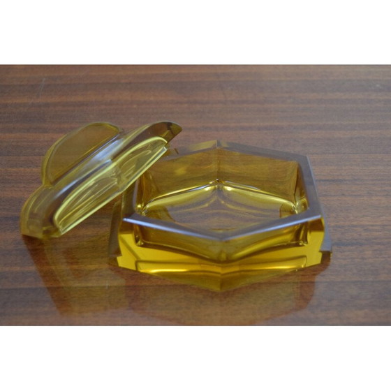 Image 1 of Vintage decoratief kunstglas doosje, Tsjechisch 1950