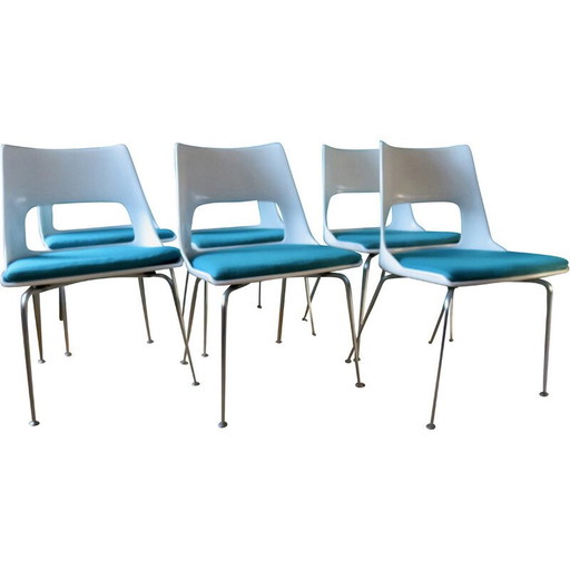 Set van 6 vintage witte stoelen van Kay Korving, Denemarken 1975