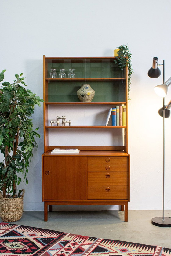 Image 1 of Vintage teak highboard vitrinekast plank Deens