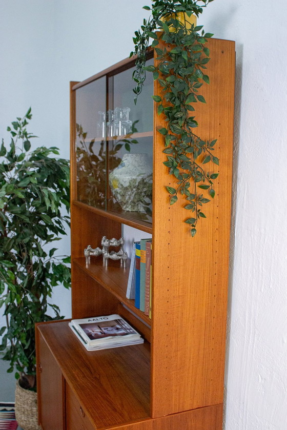 Image 1 of Vintage teak highboard vitrinekast plank Deens