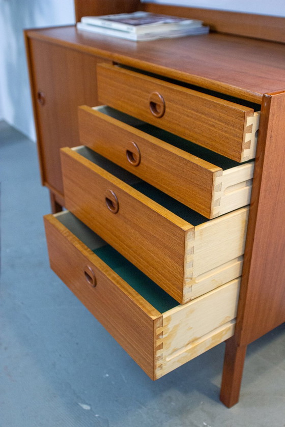 Image 1 of Vintage teak highboard vitrinekast plank Deens