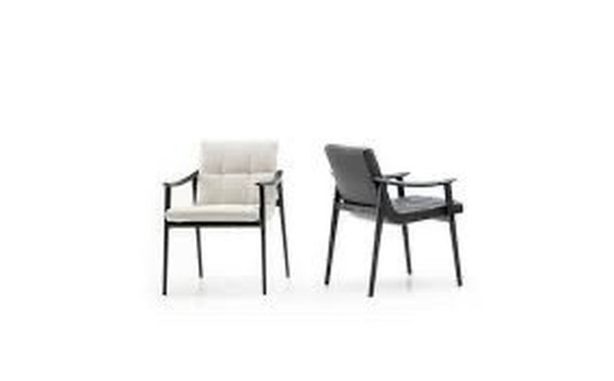 Image 1 of 4X Minotti Fynn Dining Chair In Leder Aspen Lp 13.000,-