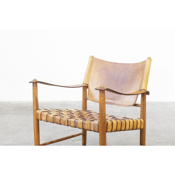 Image 1 of Paar Safari leren lounge stoelen van Hans J. Wegner, Duitsland 1950