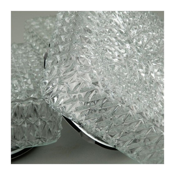 Image 1 of Vintage vierkante glazen plafondlamp, Tsjechoslowakije 1970