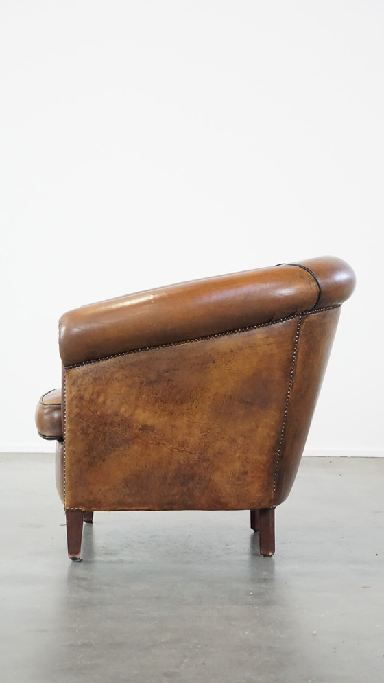 Image 1 of Clubfauteuil Gemaakt Van Schapenleer