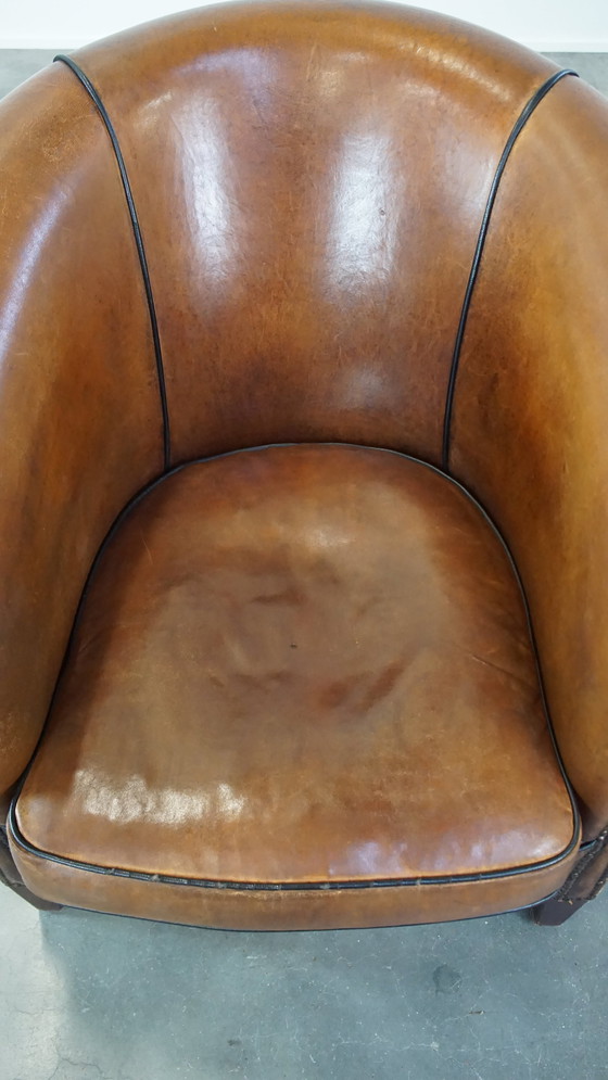 Image 1 of Clubfauteuil Gemaakt Van Schapenleer