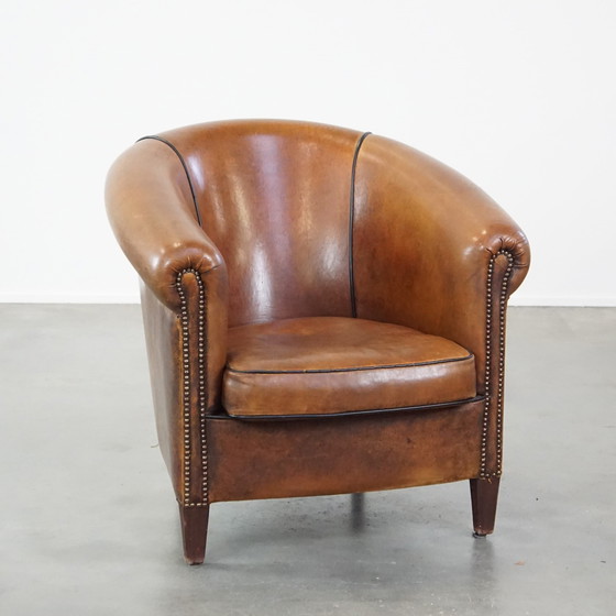 Image 1 of Clubfauteuil Gemaakt Van Schapenleer