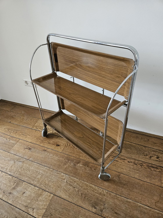 Image 1 of Mid Century opvouwbare trolley