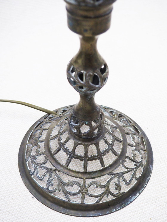 Image 1 of Filagraan Bronzen Lamp/ Schaduw Fornasetti Stof.