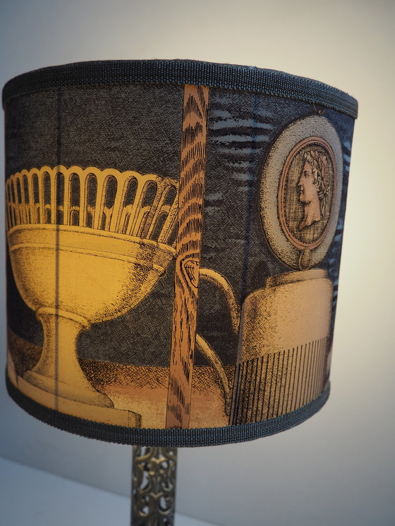 Image 1 of Filagraan Bronzen Lamp/ Schaduw Fornasetti Stof.