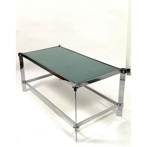 Vintage handgemaakte chroomstalen salontafel, 1960