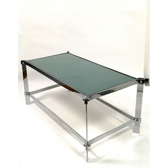 Image 1 of Vintage handgemaakte chroomstalen salontafel, 1960