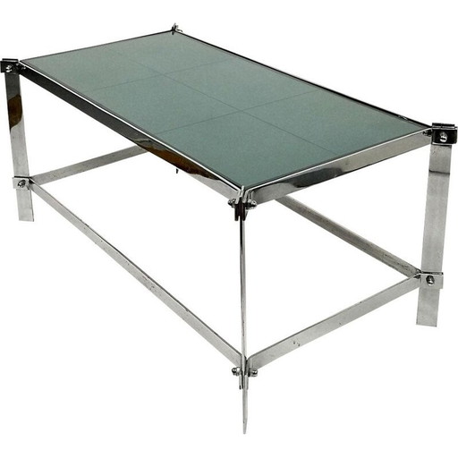 Vintage handgemaakte chroomstalen salontafel, 1960