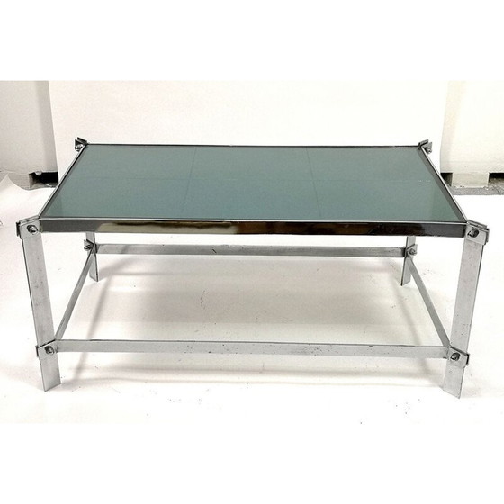 Image 1 of Vintage handgemaakte chroomstalen salontafel, 1960