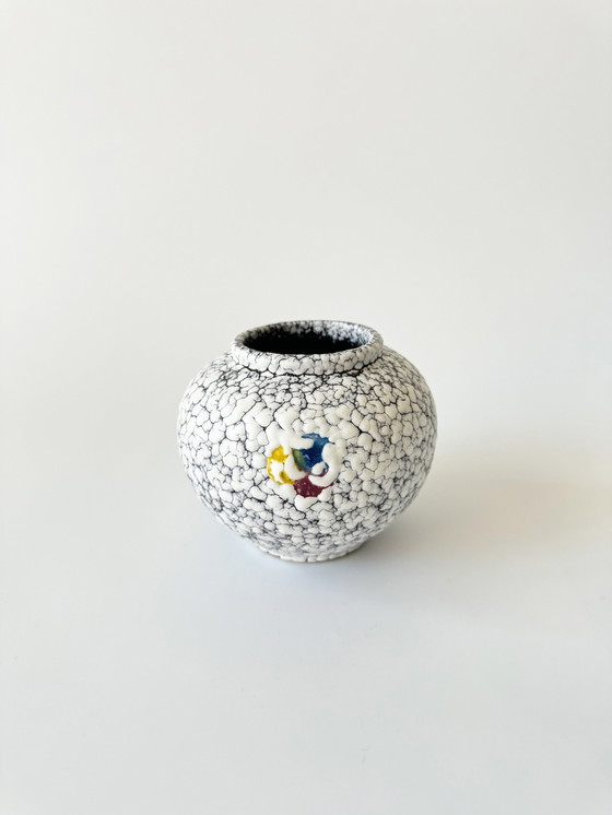 Image 1 of Jopeko set van 2 keramische vazen met craqueléglazuur / krimpglazuur, West-Duitsland, Wgp, Mid Century Modern, 1950