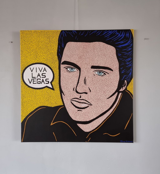 Frances Eckhardt - Pop art schilderij Elvis 80x80