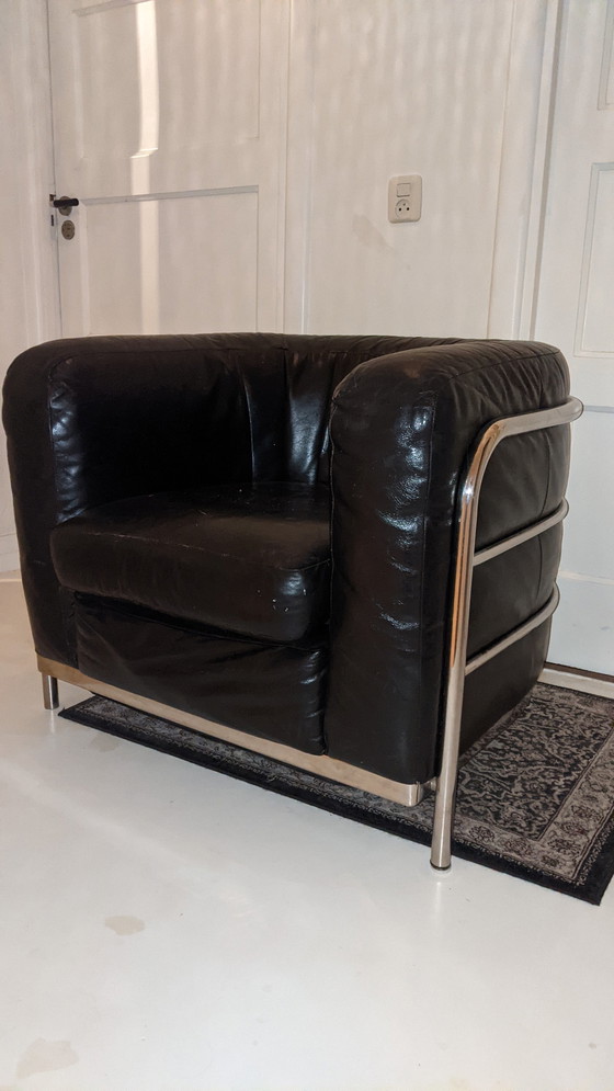 Image 1 of Zanotta zwart leren fauteuil