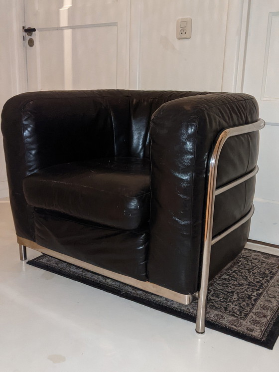 Image 1 of Zanotta zwart leren fauteuil