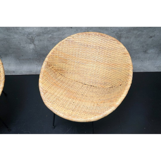 Image 1 of Paar vintage rieten cocktailstoelen, Duitsland 1960