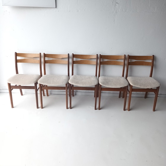 Image 1 of 5x Vintage mid century eetkamerstoelen
