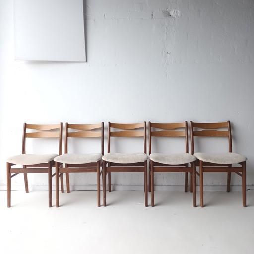 5x Vintage mid century eetkamerstoelen