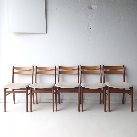 Image 1 of 5x Vintage mid century eetkamerstoelen