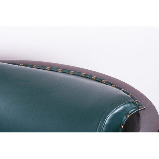 Image 1 of Set van 4 vintage eiken en leren fauteuils, Tsjecho-Slowakije 1920