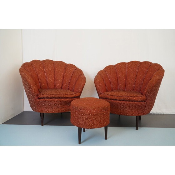 Image 1 of Paar vintage stoffen fauteuils van Gio Ponti, Italië 1950