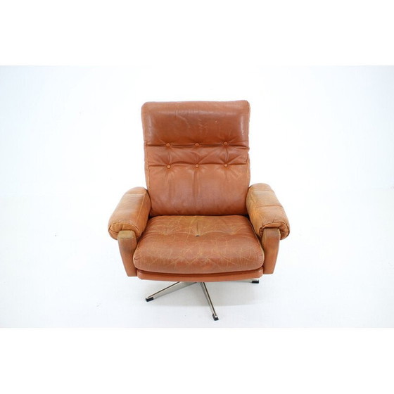 Image 1 of Vintage leren draaifauteuil van Nili Stoppmobler, Denemarken 1970
