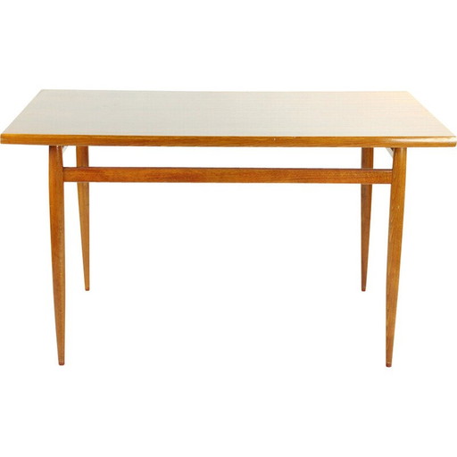 Vintage eiken en mahonie eettafel, Tsjechoslowakije 1970