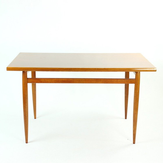 Image 1 of Vintage eiken en mahonie eettafel, Tsjechoslowakije 1970