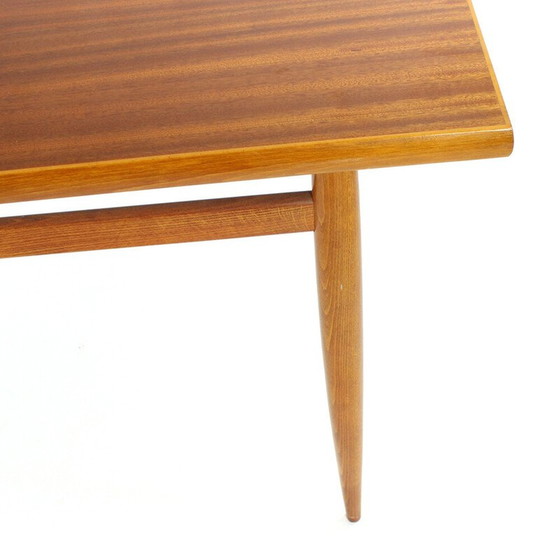 Image 1 of Vintage eiken en mahonie eettafel, Tsjechoslowakije 1970