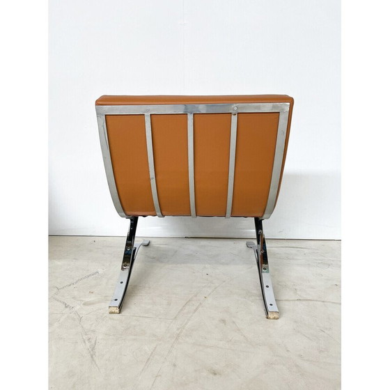 Image 1 of Mid Century bruin leren fauteuil, Italië 1970