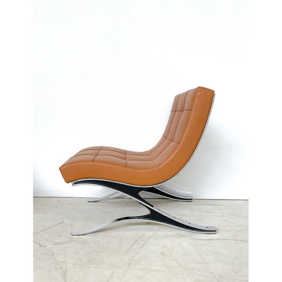 Image 1 of Mid Century bruin leren fauteuil, Italië 1970