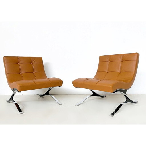 Mid Century bruin leren fauteuil, Italië 1970