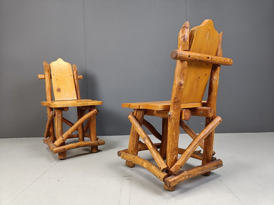 Image 1 of Vintage brutalistische eetkamerstoelen, set van 4 - jaren 1960