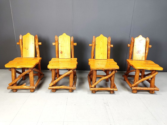 Image 1 of Vintage brutalistische eetkamerstoelen, set van 4 - jaren 1960