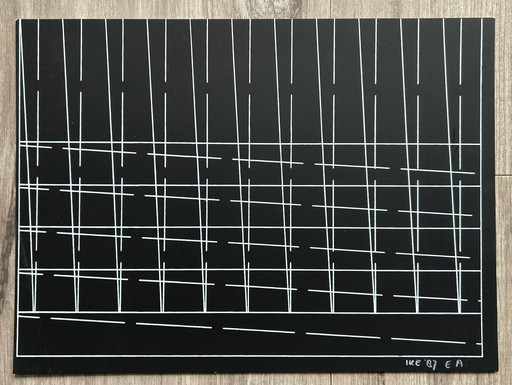 Zeefdruk Ike Schols - Compositie Met Lijnen