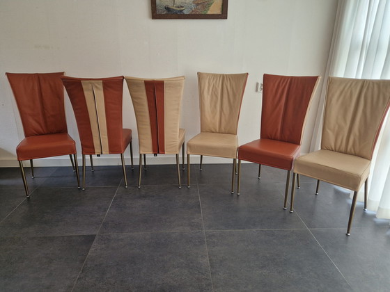 Image 1 of 6X HVS leren eetkamerstoelen