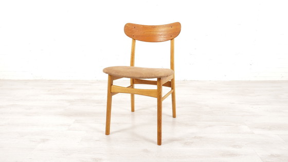 Image 1 of 6 X Eetkamerstoelen Deens Design Teak Opnieuw Gestoffeerd 