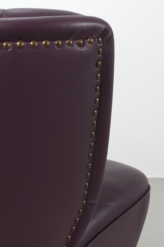 Image 1 of 2x aubergine leren cocktailfauteuils