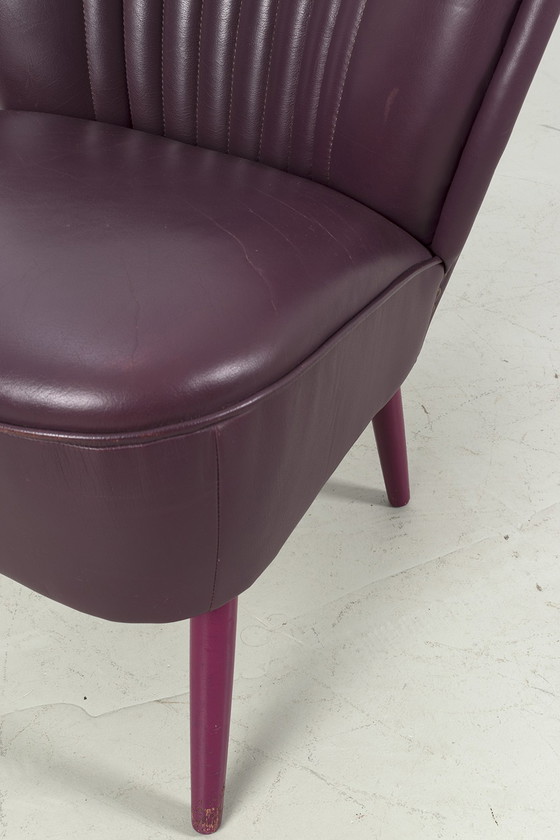 Image 1 of 2x aubergine leren cocktailfauteuils