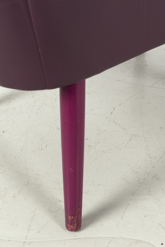 Image 1 of 2x aubergine leren cocktailfauteuils